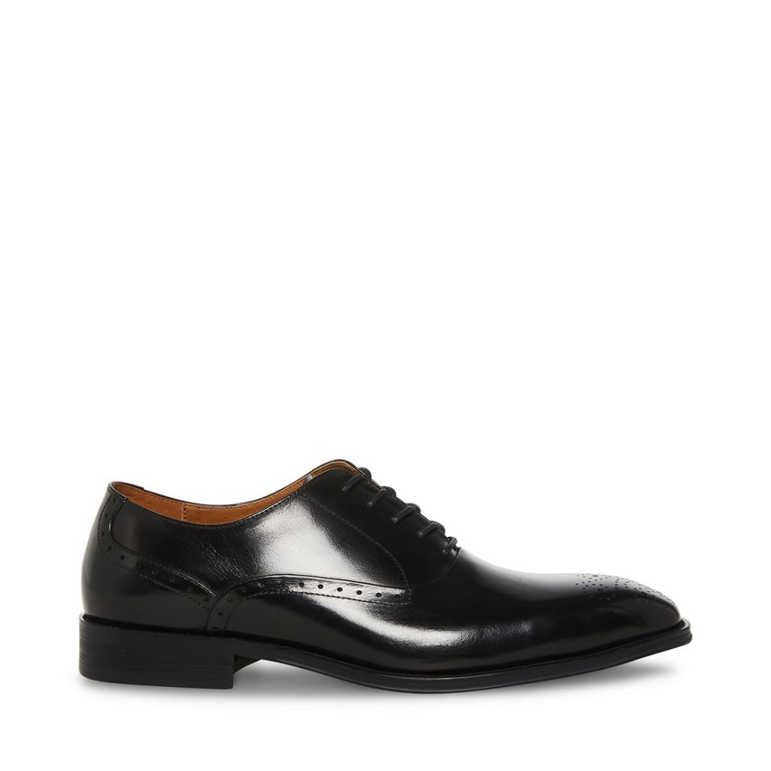 Black Steve Madden Zate Leather Men\'s Derby Shoes | PH 1675XUE